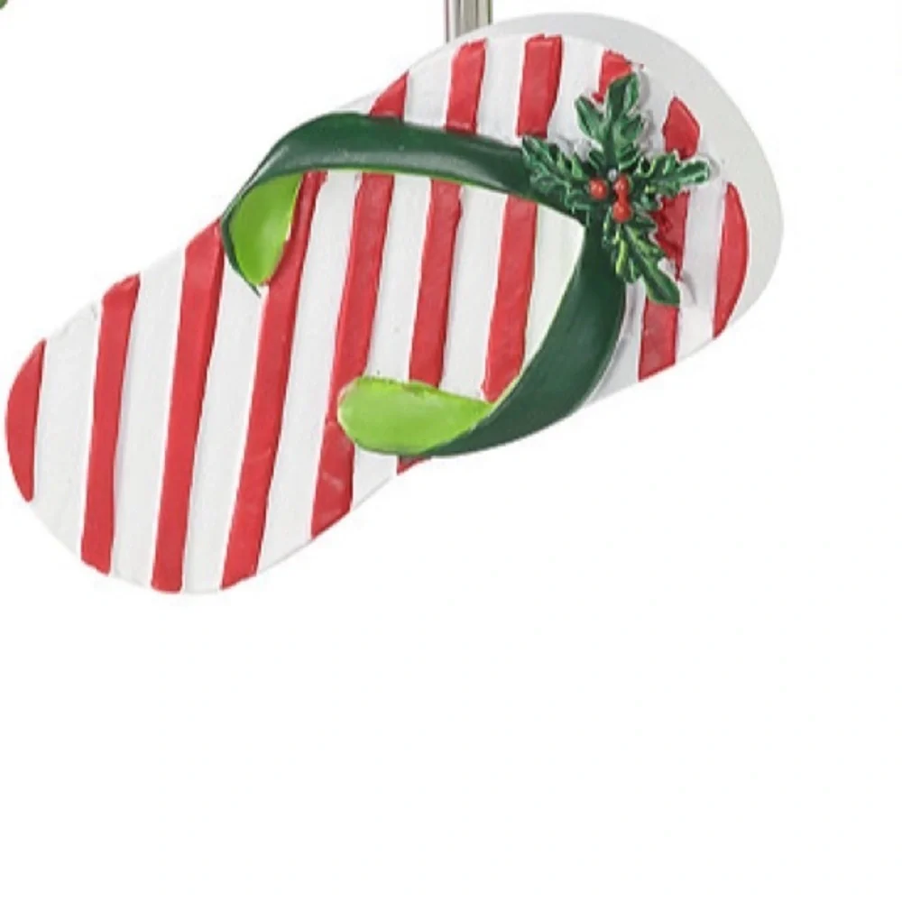 Festive Flip Flop Shower Curtain Hooks 12 Piece Set NEW! Coastal Christmas